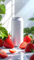 Chilled White Can With Fresh Strawberries and Slices