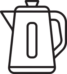 Simple line art icon of a modern electric kettle for kitchen use