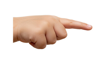 Plump, soft child’s hand pointing, extreme close-up clarity and detail, transparent background, png