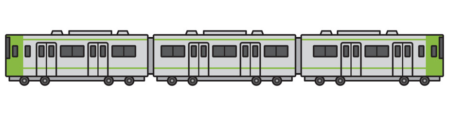 電車　イラスト　ベクター　黄緑