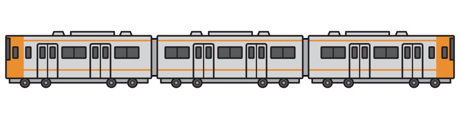 電車　イラスト　ベクター　オレンジ