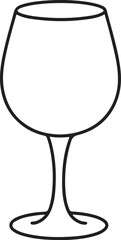 Simple line drawing of an empty wine glass on a white background