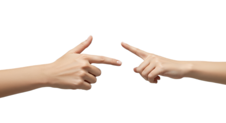 Minimalist photorealistic female hand pointing, index finger elevated above others, soft even skin, isolated on transparent background, png