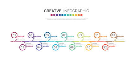 Infographic design template with numbers 13 option for Presentation infographic, Timeline infographics, steps or processes.