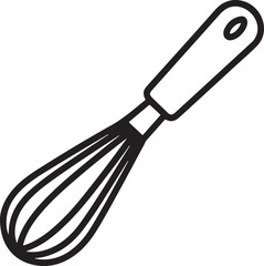 Simple outline drawing of a kitchen whisk for baking and cooking