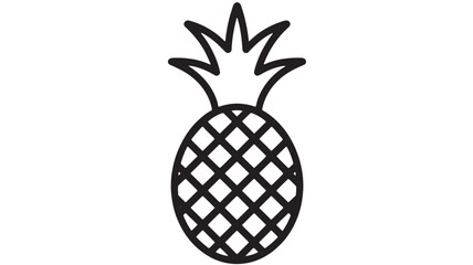 Simple line art illustration of a fresh pineapple with spiky crown on white background