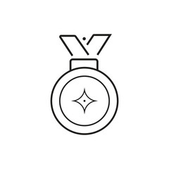 Minimal medal icon in clean line art style representing achievement and success