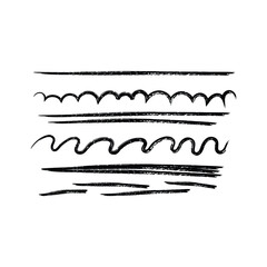 Set of hand-drawn brush strokes and decorative lines in rough artistic style