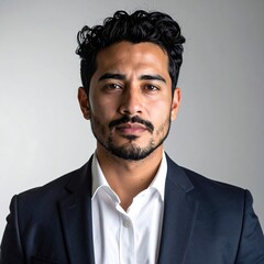 A serious-looking man in a business suit against a neutral background