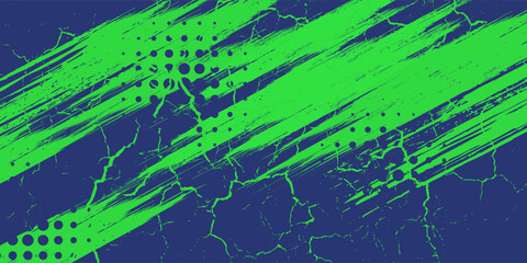 Abstract Sport Background with Green and Blue Brush Texture