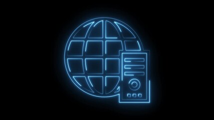 Neon earth globe with data visualization concept for global business and network connections - Powered by Adobe