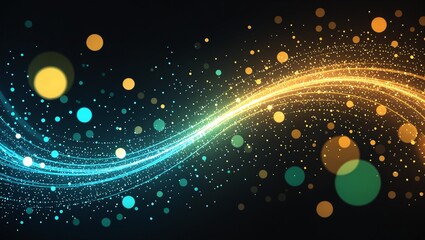 Obraz premium Colorful Light Wave Flow – Abstract Glowing Lines and Bokeh Art.