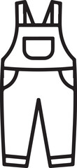 Simple outline drawing of childrens overalls or dungarees