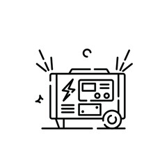 Portable Generator Icon with Electrical Symbol and Sparks on a White Background with Transparent Background