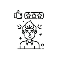 Positive Customer Feedback Thumbs Up Five Stars Rating Transparent Background Icon