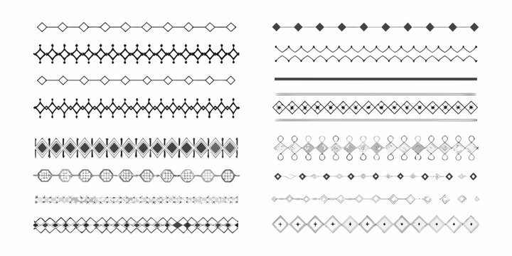 Collection of decorative geometric borders and dividers with diamond and line patterns