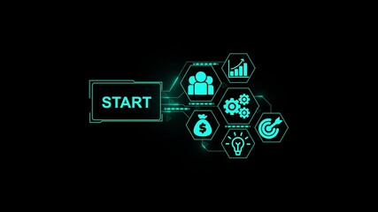 Start, Hologram Futuristic Interface, Augmented Virtual Reality. Business, Technology, Internet and network concept. - Powered by Adobe