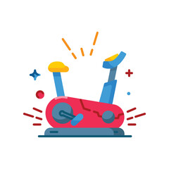 Retro Styled Stationary Bicycle With Yellow Seat And Red Body On A Transparent Background With Sparkle Effects