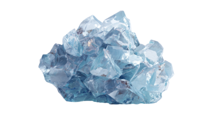 a light blue geometric crystalline shape resembling ice isolated on white background