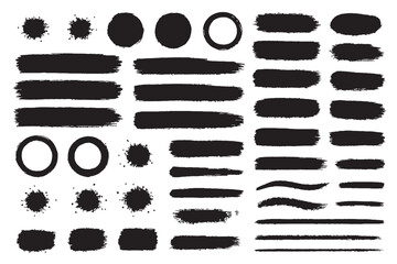 Black Brush Stroke and Ink Shape Collection | Grunge Texture, Paint Splatter, and Abstract Design Elements Set, Grunge Speech Bubble Frames Set | Hand Drawn Text Boxes and Brush Rectangle Labels.
