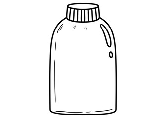 Simple line drawing of a bottle with a ribbed cap, isolated on a white background.