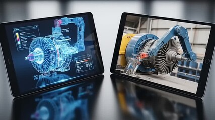 Digital Twin Technology - Real-time Monitoring and Predictive Maintenance for Industrial Turbines. - Powered by Adobe