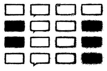 Grunge Speech Bubble Frames Set | Hand Drawn Text Boxes and Brush Rectangle Labels