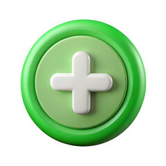 Obraz premium Green circle plus button icon isolated on transparent background