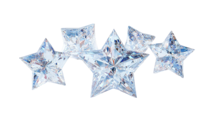 3d diamond glass star jewels sticker isolated on white background