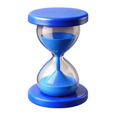 Blue hourglass sand timer isolated on transparent background