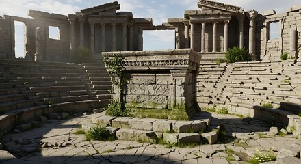 Fototapeta premium Ancient indian stone ruins majestic architecture outdoors daytime sunlit heritage site
