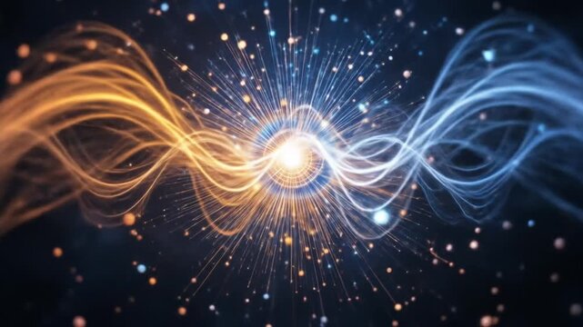 Quantum particles and wave patterns, symbolizing the intersection of psychology and quantum science. The power of the law of attraction, energy, and manifestation. 4k video