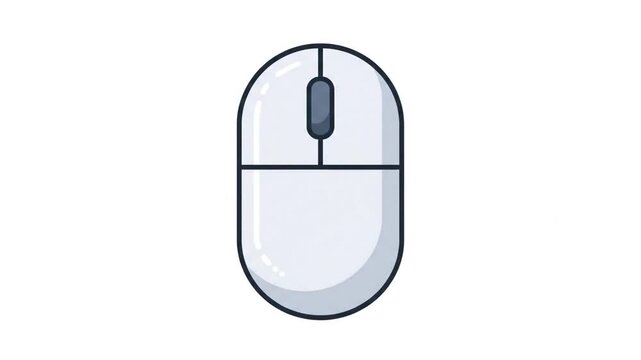 Minimalist Computer Mouse Icon Animation on White Background