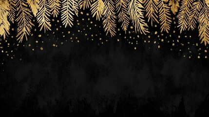 Luxurious Black and Gold Christmas Tree Background: Exuding Elegant Festive Atmosphere, Perfect for Holiday Cards, Festive Decorations, Social Media Posts, and High-End Christmas-Themed Design Project