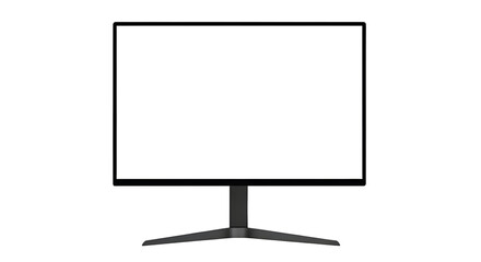 A modern black curved gaming computer monitor with a blank white screen. Isolated on transparent background, png
