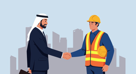 Handshake between businessman and worker