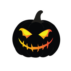 Fototapeta premium Black Evil Pumpkin with Yellow Eyes