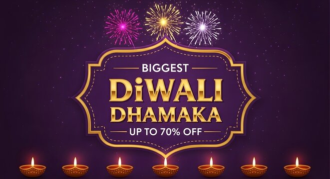 Diwali dhamaka sale biggest discounts up to 70 off with fireworks and diyas, celebrating the festival of lights with grand offers