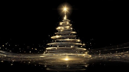 Luxurious Black and Gold Christmas Tree Background: Exuding Elegant Festive Atmosphere, Perfect for Holiday Cards, Festive Decorations, Social Media Posts, and High-End Christmas-Themed Design Project