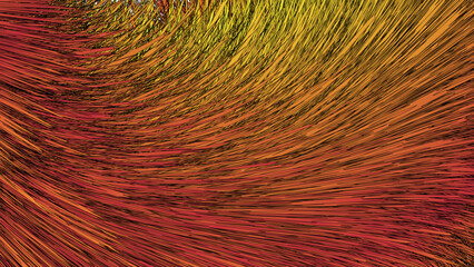 Abstract swirling lines of red and yellow, representing movement and energy in a dynamic flow pattern
