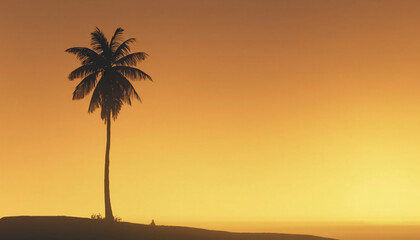 Palm tree silhouette against orange sky