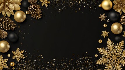 Luxurious Black and Gold Christmas Tree Background: Exuding Elegant Festive Atmosphere, Perfect for Holiday Cards, Festive Decorations, Social Media Posts, and High-End Christmas-Themed Design Project