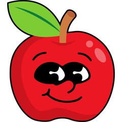 Cute Cartoon Apple Illustration