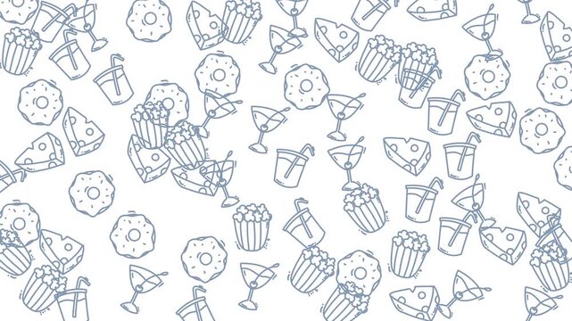Food and Drink Icons Seamless Pattern Background