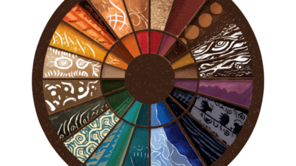 a circular segmented emblem isolated on white background