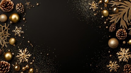 Luxurious Black and Gold Christmas Tree Background: Exuding Elegant Festive Atmosphere, Perfect for Holiday Cards, Festive Decorations, Social Media Posts, and High-End Christmas-Themed Design Project