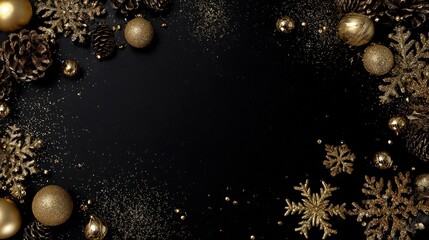 Luxurious Black and Gold Christmas Tree Background: Exuding Elegant Festive Atmosphere, Perfect for Holiday Cards, Festive Decorations, Social Media Posts, and High-End Christmas-Themed Design Project