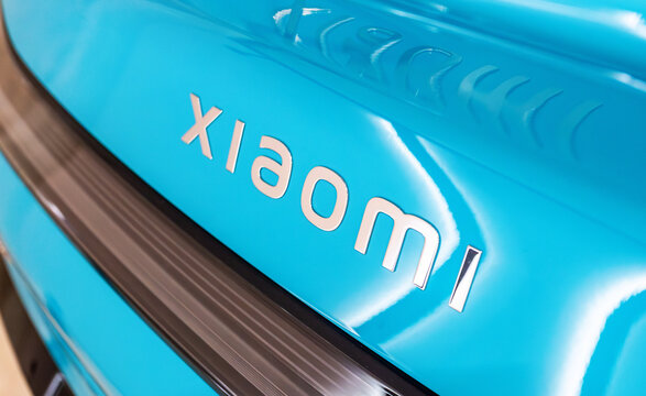 Xiaomi logo on the Xiaomi SU7 electric car