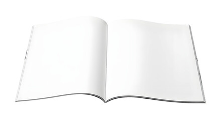Open book or magazine with blank white pages. Mockup for education or design. Isolated on transparent background, png
