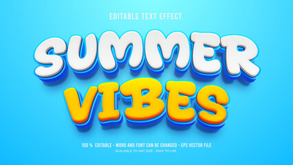 summer vibes editable text effect 3d